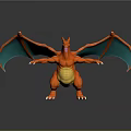 Orange Dragon With Spread Green Wings Yellow Belly And Sharp Claws 3d model