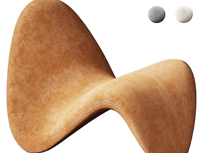 Modern Brown Suede Leisure Chair With Curved Design And Gray White Color Options 3d model