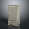Practical Gray Single Door Storage Cabinet With Silver Handle And Bottom Vents 3d model