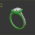 Elegant Silver Ring Featuring Square Gemstone And Small Diamonds On Beaded Band