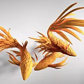 Unique Modern Artistic Yellow Feather Like Chandelier For Interior Decoration