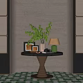 Modern CCD Hotel End View Table Ornaments Floriculture Moss Combination Table Green Plant Painting Table Lamp Screen 3d model