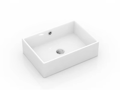Modern White Square Ceramic Above Counter Bathroom Wash Basin With Smooth Surface 3d model