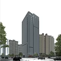 Modern High Rise Office Building With Glass Facade In Urban Skyline