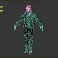 3D Male Character Model Wearing Hat Green Coat Brown Pants And Boots In Standing Pose