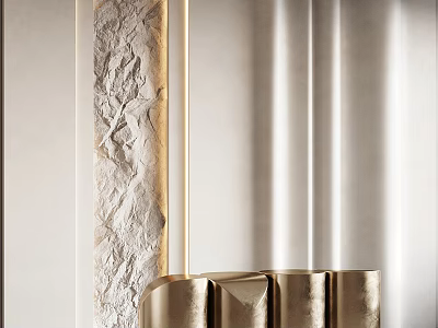 Modern Luxury Front Desk Reception Interior With Textured Backdrop And Marble Countertop 3d model
