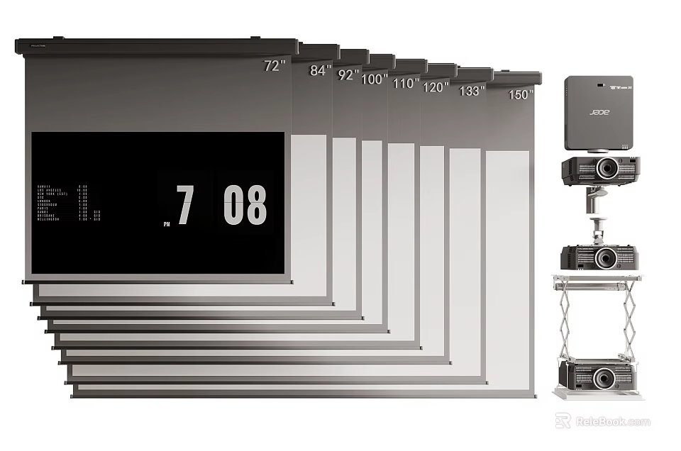 Projection Monitoring System With Various Screen Sizes From 72 Inch To 150 Inch 3d model 