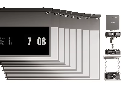 Projection Monitoring System With Various Screen Sizes From 72 Inch To 150 Inch 3d model