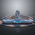 Ornate Garden Fountain With Intricate Statue And Tiered Steps Design