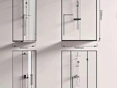 Glass Door Design Diagrams With 350mm 500mm And 2000mm Dimensions 3d model