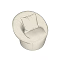 Modern Fluffy Single Sofa With Round Shape And Soft Cushion Design 3d model
