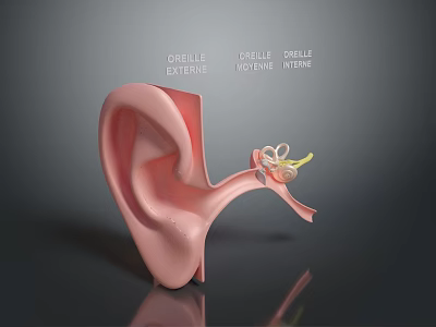 Human Ear Anatomical Structure Showing External Middle Inner Ear Parts 3d model