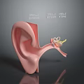 Human Ear Anatomical Structure Showing External Middle Inner Ear Parts 3d model