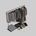 Fashionable Neutral Colored Clothes Hanging On Racks With Coats And Sweaters