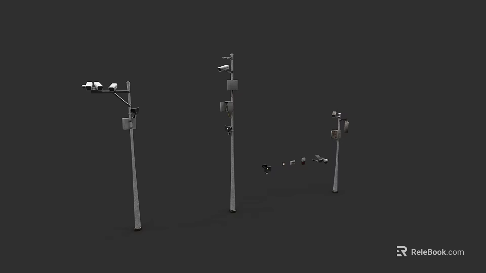 Commercial Equipment For Street Light Poles With Cameras And Lighting Fixtures 3d model 