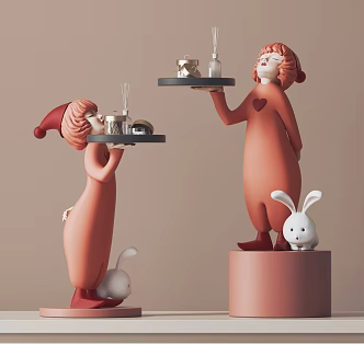 Nordic Sculpture Tray Little Girl Decoration 3d model