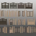 Various Wooden Fence And Gate Designs With Different Patterns And Styles 3d model