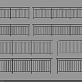 Various Metal Fencing Designs With Horizontal Vertical Bar Patterns And Safety Rail Structures