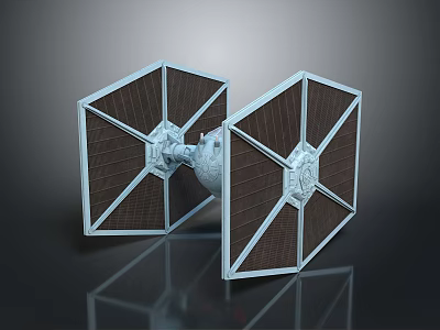 Aerospace Cosmic TIE Fighter Model With Solar Panel Wings And Detailed Design 3d model