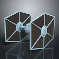 Aerospace Cosmic TIE Fighter Model With Solar Panel Wings And Detailed Design