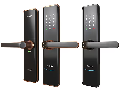 Philips Smart Door Handles with Digital Keypad Modern Design Various Styles for Home Security 3d model