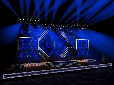 Elegant Stage Design With Blue Lighting Effects And Geometric Pattern Background 3d model