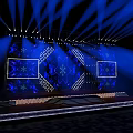 Elegant Stage Design With Blue Lighting Effects And Geometric Pattern Background 3d model