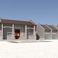 Traditional Ancient Chinese Architecture With Gray Walls Tile Roof Red Door And Courtyard