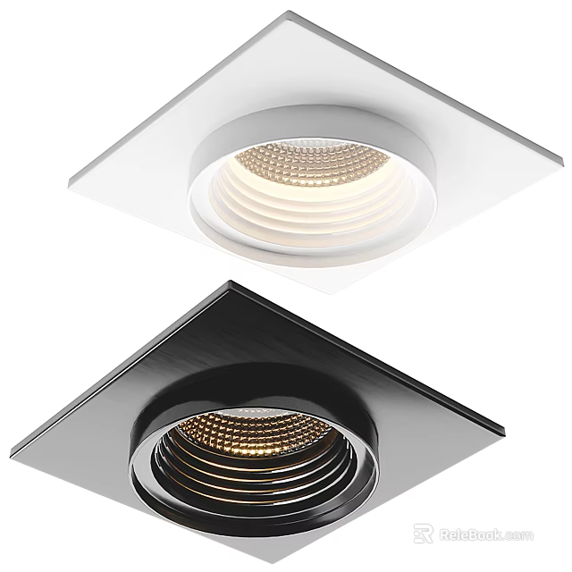 Recessed Downlights in White and Black Square Design for Modern Home 3d model 