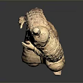 Ancient Terracotta Warrior Sculpture in Kneeling Archer Pose With Detailed Armor Design