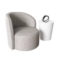 Light Gray Fabric Single Sofa With Curved Armrest White Side Table And Black Decor Item 3d model