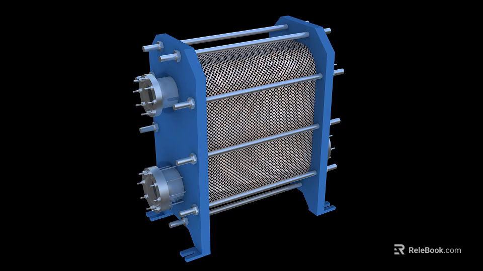 High Quality Blue Industrial Equipment With Metal Frame And Mesh Structure Design 3d model 