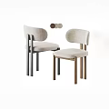 Modern Upholstered Dining Chairs With Light Fabric And Metal Wood Legs