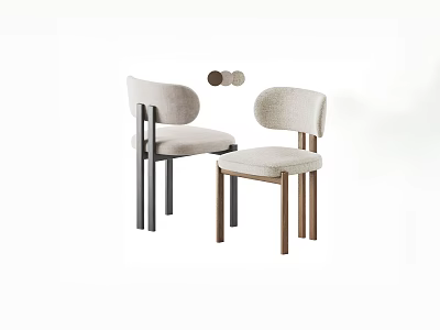 Modern Upholstered Dining Chairs With Light Fabric And Metal Wood Legs 3d model