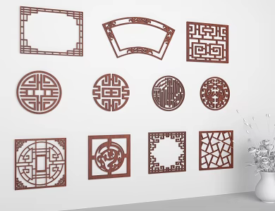 Flower window Chinese decoration Chinese window Chinese elements 3d model
