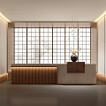 Japanese-style front desk reception desk company front desk beauty salon front desk reception hall front desk chandelier 3d model