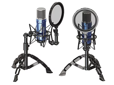 High Quality Office Microphones With Stands And Pop Filters For Studio Use 3d model