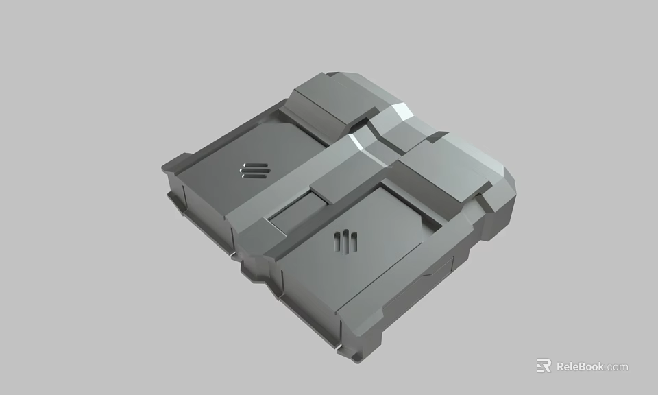 Geometric Gray Industrial Mechanical Part With Grooves And Solid Blocks 3d model 
