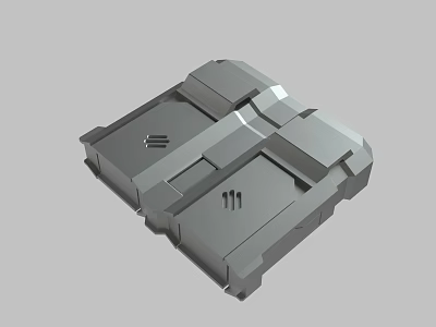 Geometric Gray Industrial Mechanical Part With Grooves And Solid Blocks 3d model
