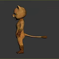 Fluffy Orange Cartoon Cat Character Standing Creature With Blue Eyes Furry Design