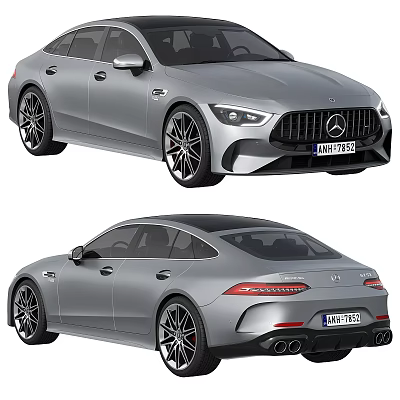 Mercedes-Benz AMG GT 4-Door Coupe Silver Exterior With Panamericana Grille And Alloy Wheels 3d model