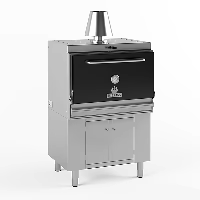 Commercial Pizza Oven In Stainless Steel With Pitmaster Brand Cabinet And Smoke Vent 3d model