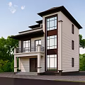 Modern Detached Villa Exterior Design With Large Glass Windows White Facade And Green Trees