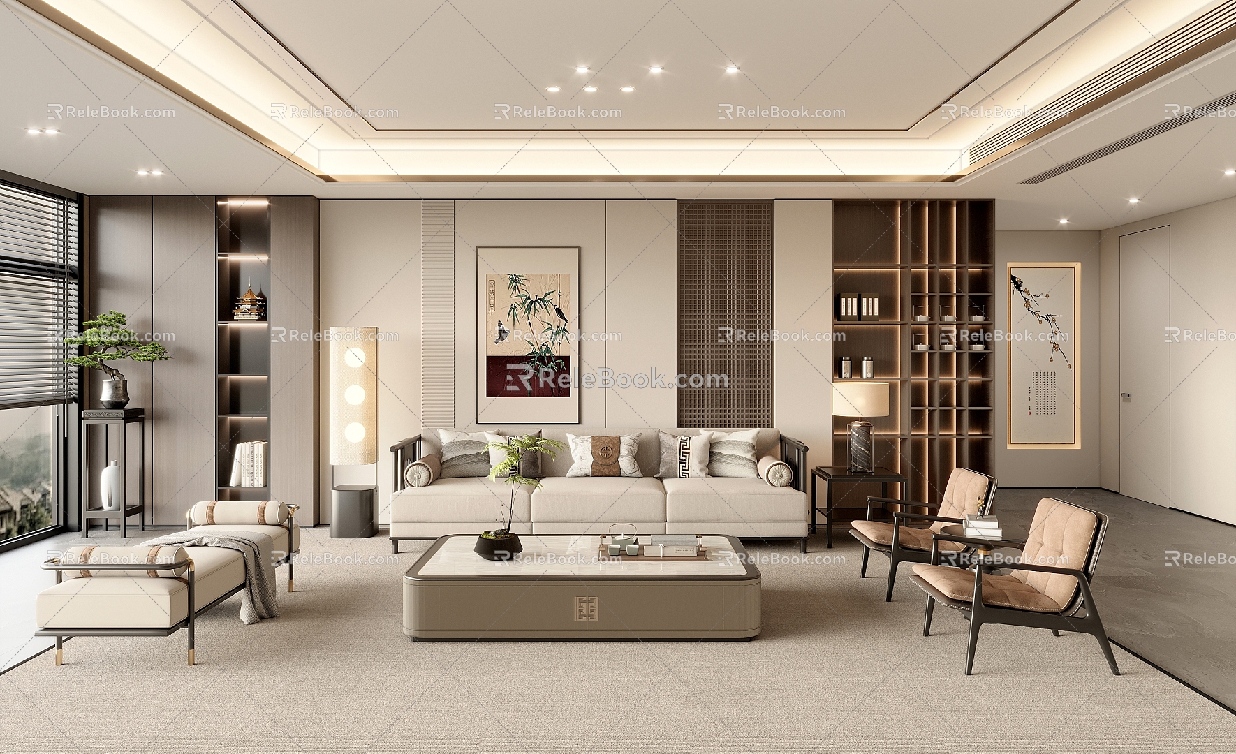 New Chinese Living Room 3d model