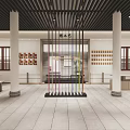 Beverage Store Interior Design Featuring Cashier Area Beverage Display And Bar Stools