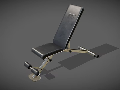 Black Fitness Bench With FIT Logo Silver Frame And Adjustable Design For Home Gym 3d model