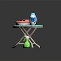 Useful Household Appliances Including Steam Iron Ironing Board Red Garment And Cleaning Spray