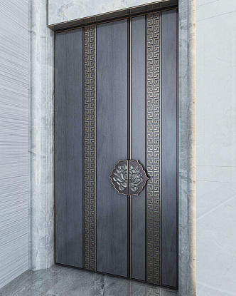 New Chinese Double Door 3d model