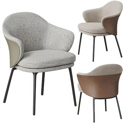 Modern Curved Backrest Chairs With Upholstered Seats And Black Metal Legs 3d model