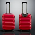 Modern Red Hardshell Suitcases With Telescopic Handles Rolling Wheels Vertical Striped Design
